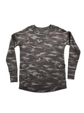 Athleta Sweatshirt Mens Small Gray Camo Fleece Thermal Pullover Stretch Cozy Gym